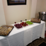 Fruit and cookie spread in an office for an event.